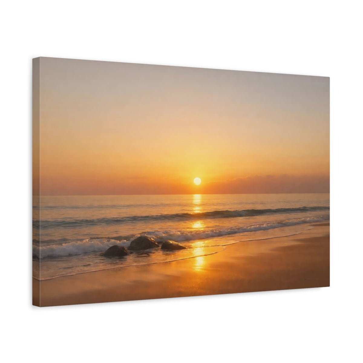 Nature Sunset Golden Beach - Canvas Wall Art Print - YesArtYes