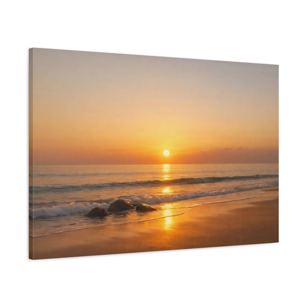 Nature Sunset Golden Beach - Canvas Wall Art Print - YesArtYes