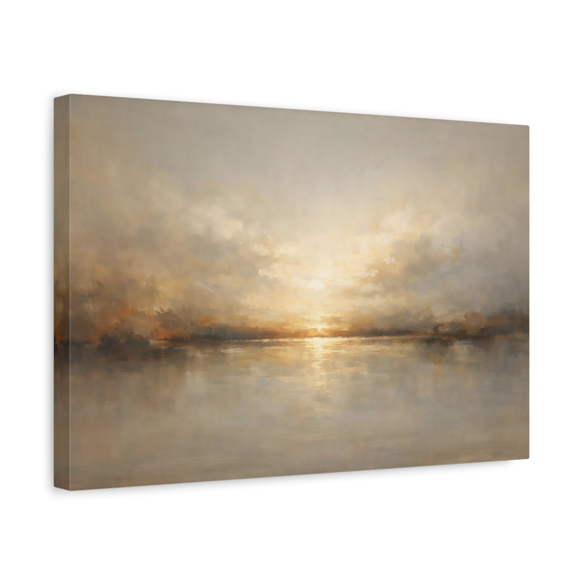 Side Mockup 4. Nature Sunset Golden Sunset shown as stretched canvas wall art