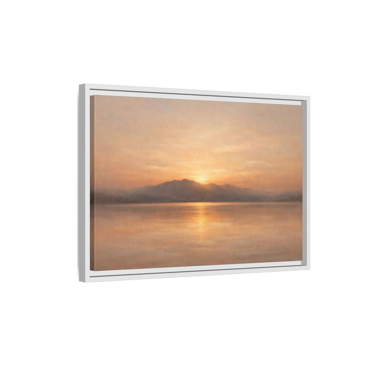 Side Mockup 1. Nature Sunset Golden Sunset shown as stretched canvas wall art