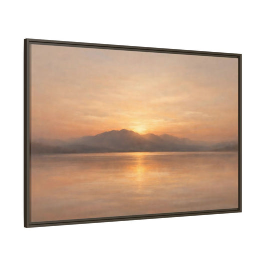 Main Mockup. Nature Sunset Golden Sunset shown as stretched canvas wall art