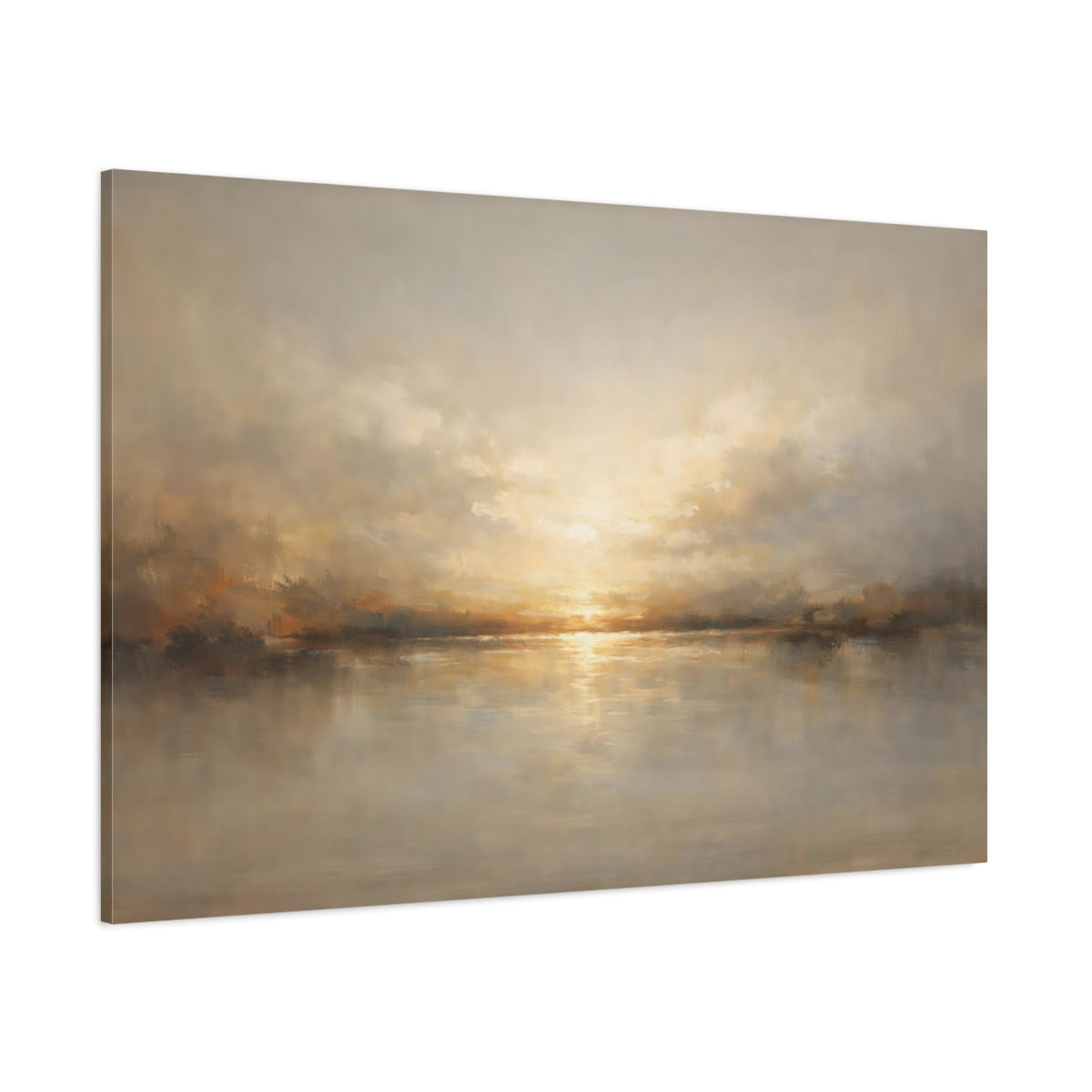 Main Mockup. Nature Sunset Golden Sunset shown as stretched canvas wall art
