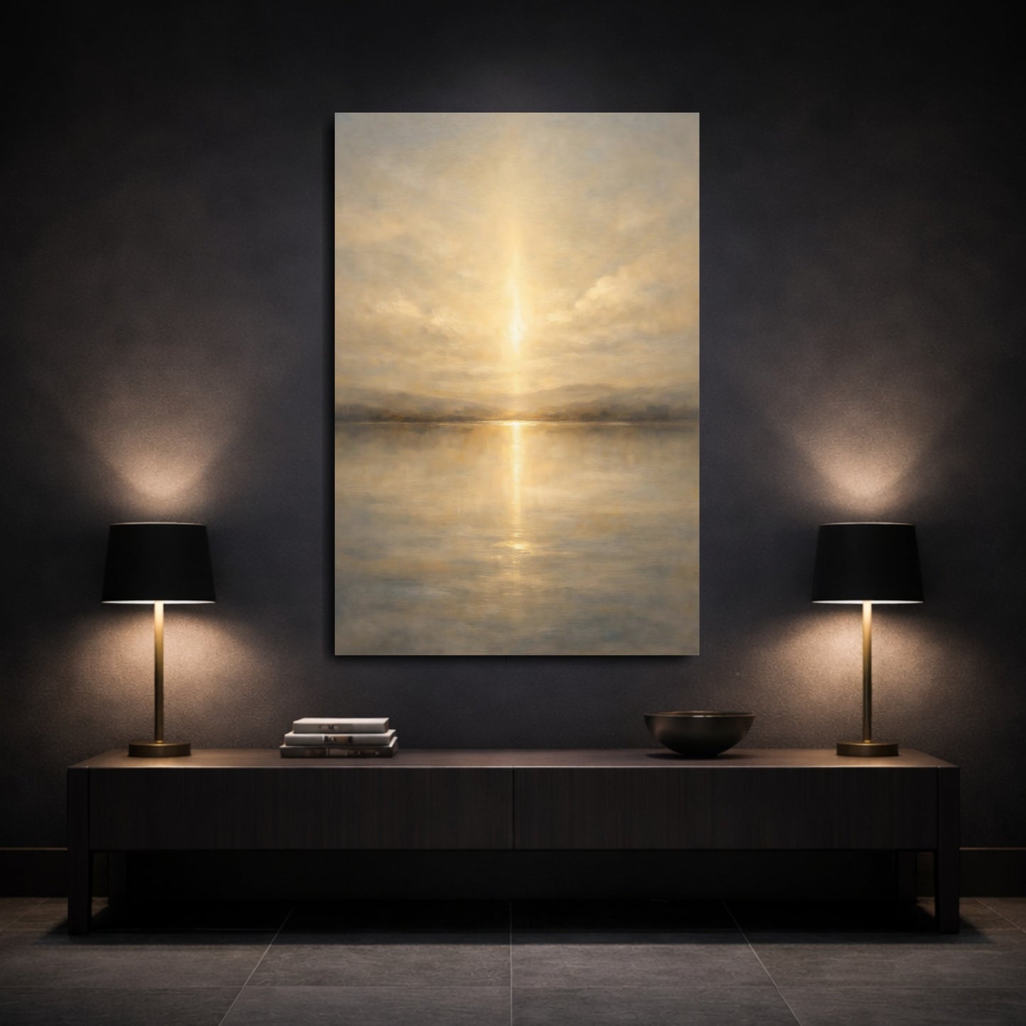 Mockup 2. Nature Sunset Golden Sunset shown as stretched canvas wall art