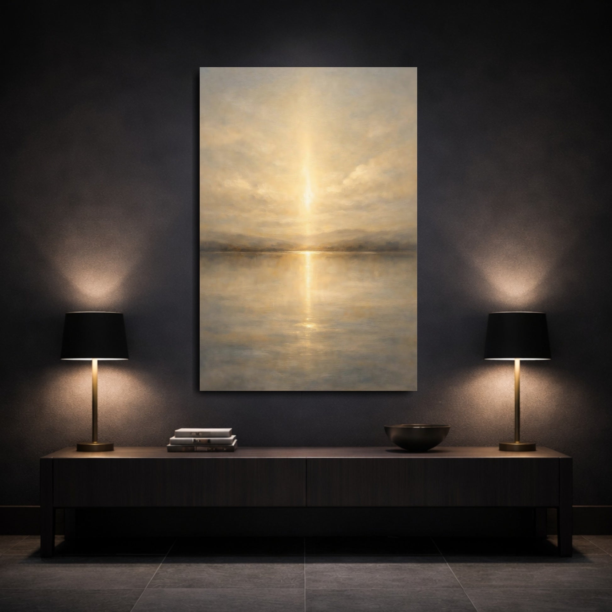 Mockup 2. Nature Sunset Golden Sunset shown as stretched canvas wall art