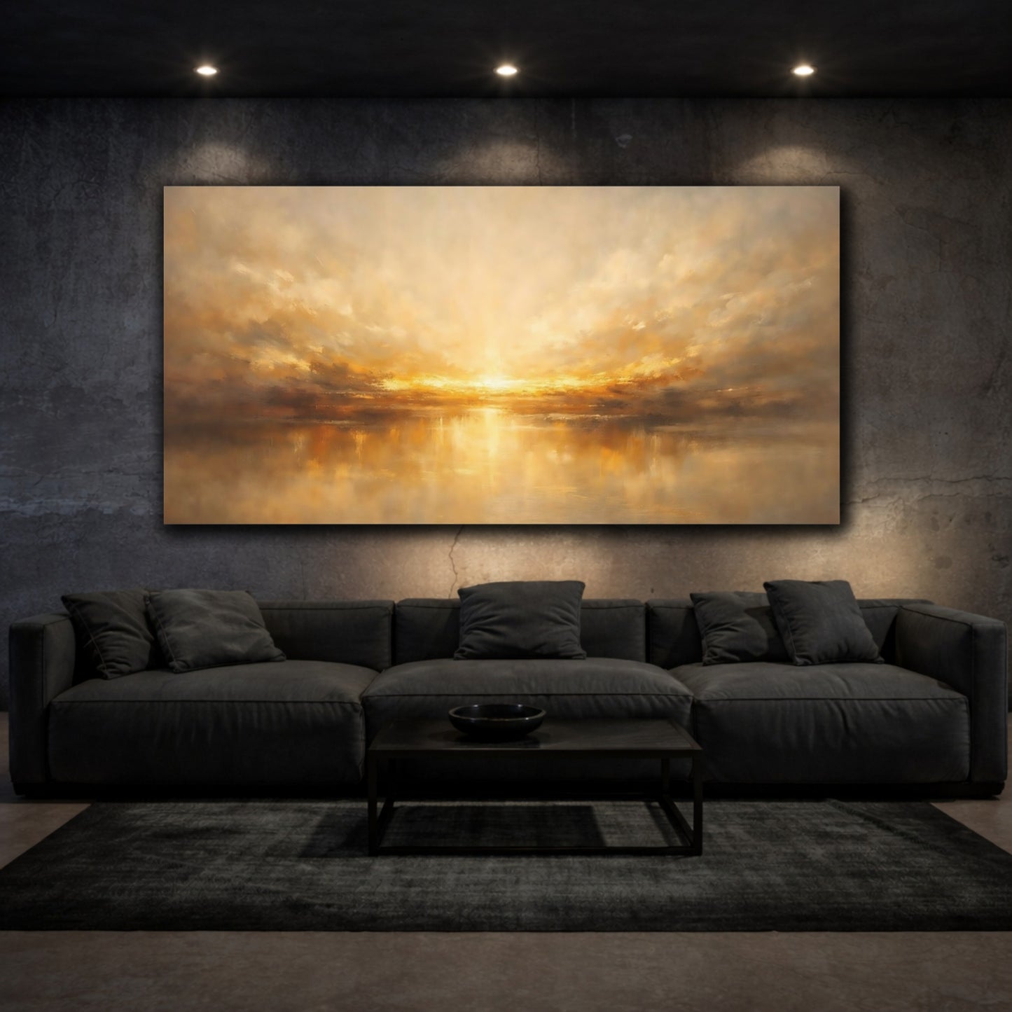 Mockup 2. Nature Sunset Golden Sunset shown as stretched canvas wall art