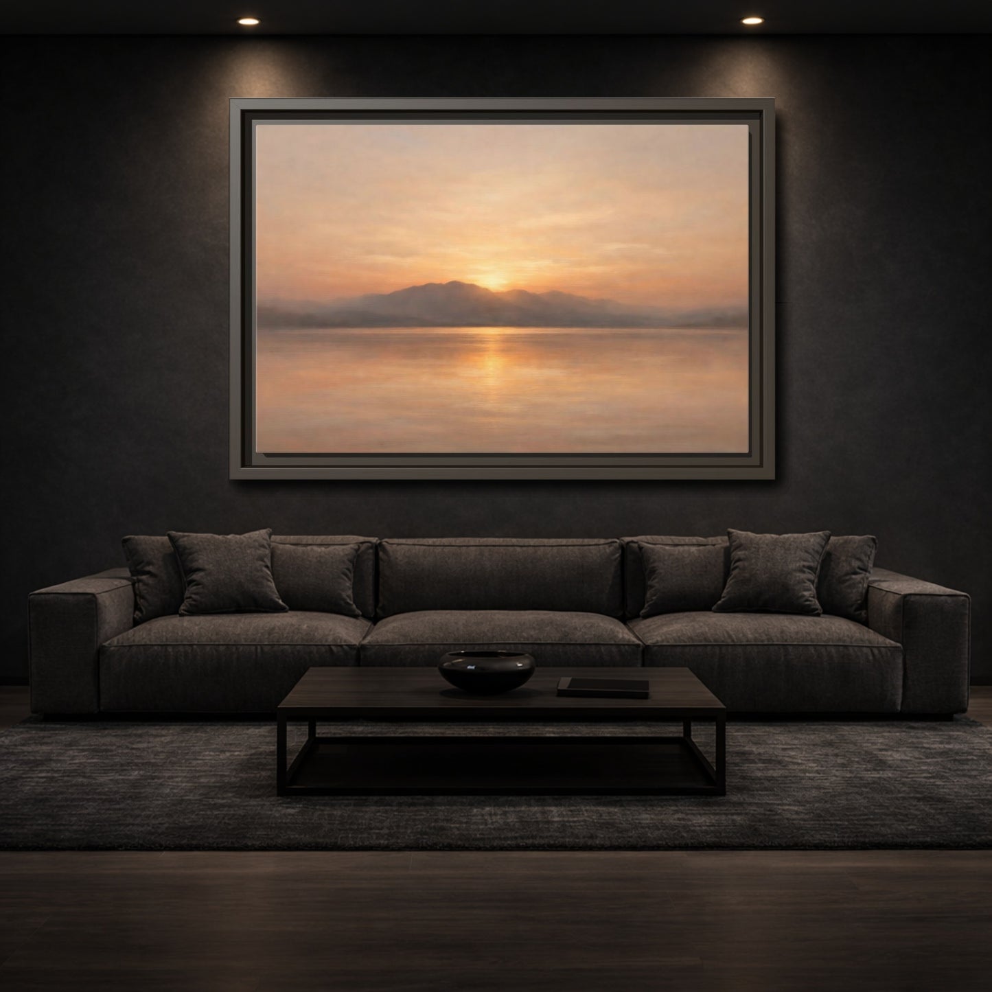 Mockup 2. Nature Sunset Golden Sunset shown as stretched canvas wall art