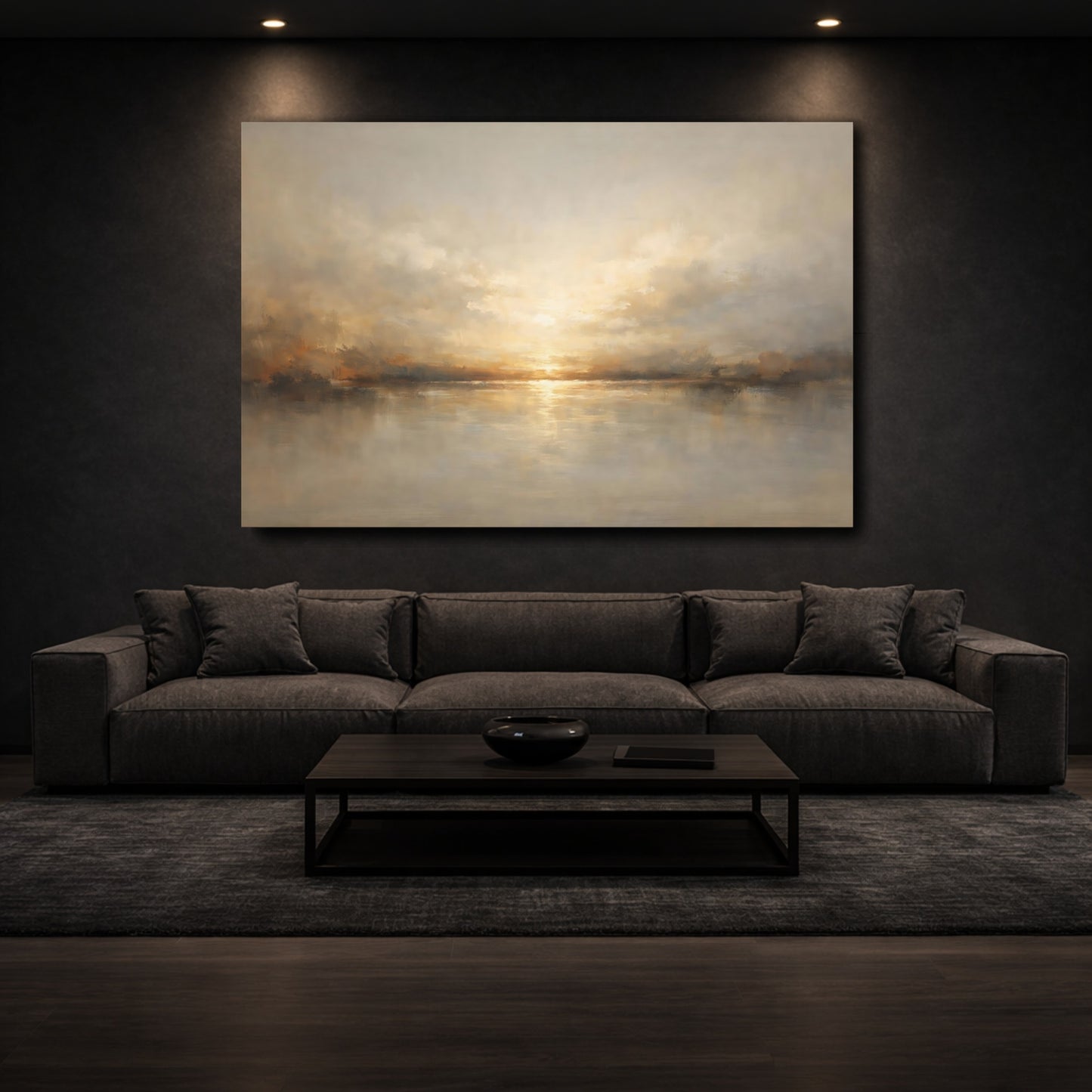 Mockup 2. Nature Sunset Golden Sunset shown as stretched canvas wall art