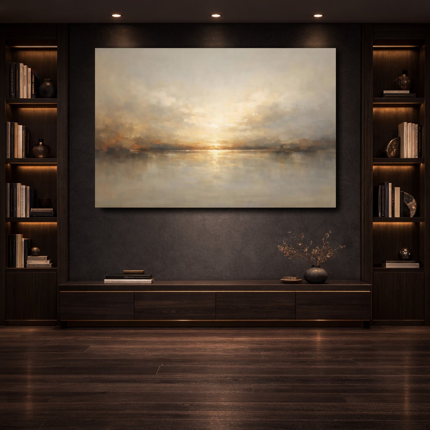 Mockup 3. Nature Sunset Golden Sunset shown as stretched canvas wall art