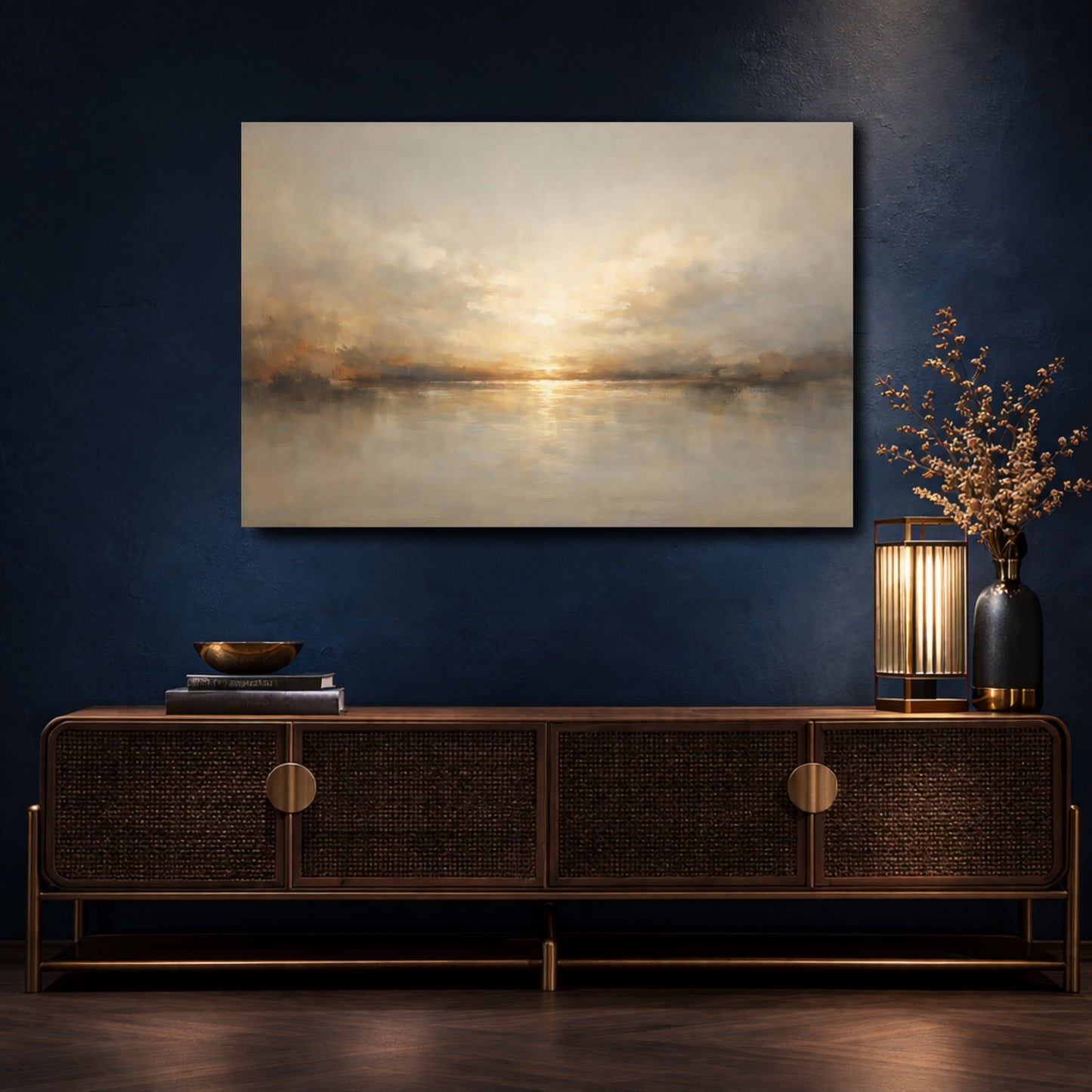 Mockup 4. Nature Sunset Golden Sunset shown as stretched canvas wall art