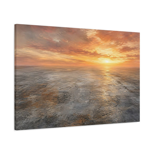 Main Mockup. Nature Sunset Horizon Orange Sunset shown as stretched canvas wall art