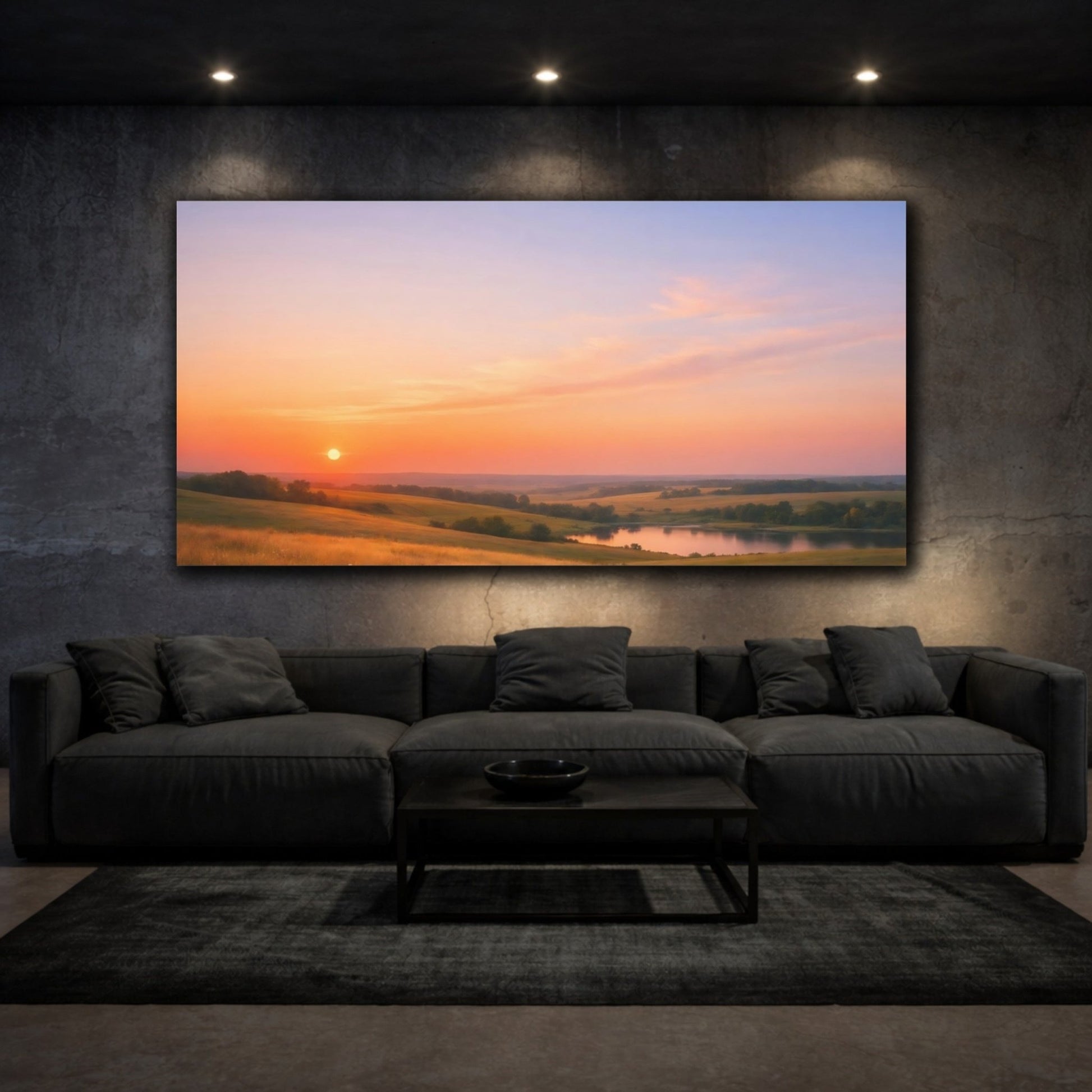 Nature Sunset Landscape Golden - Canvas Wall Art Print - YesArtYes