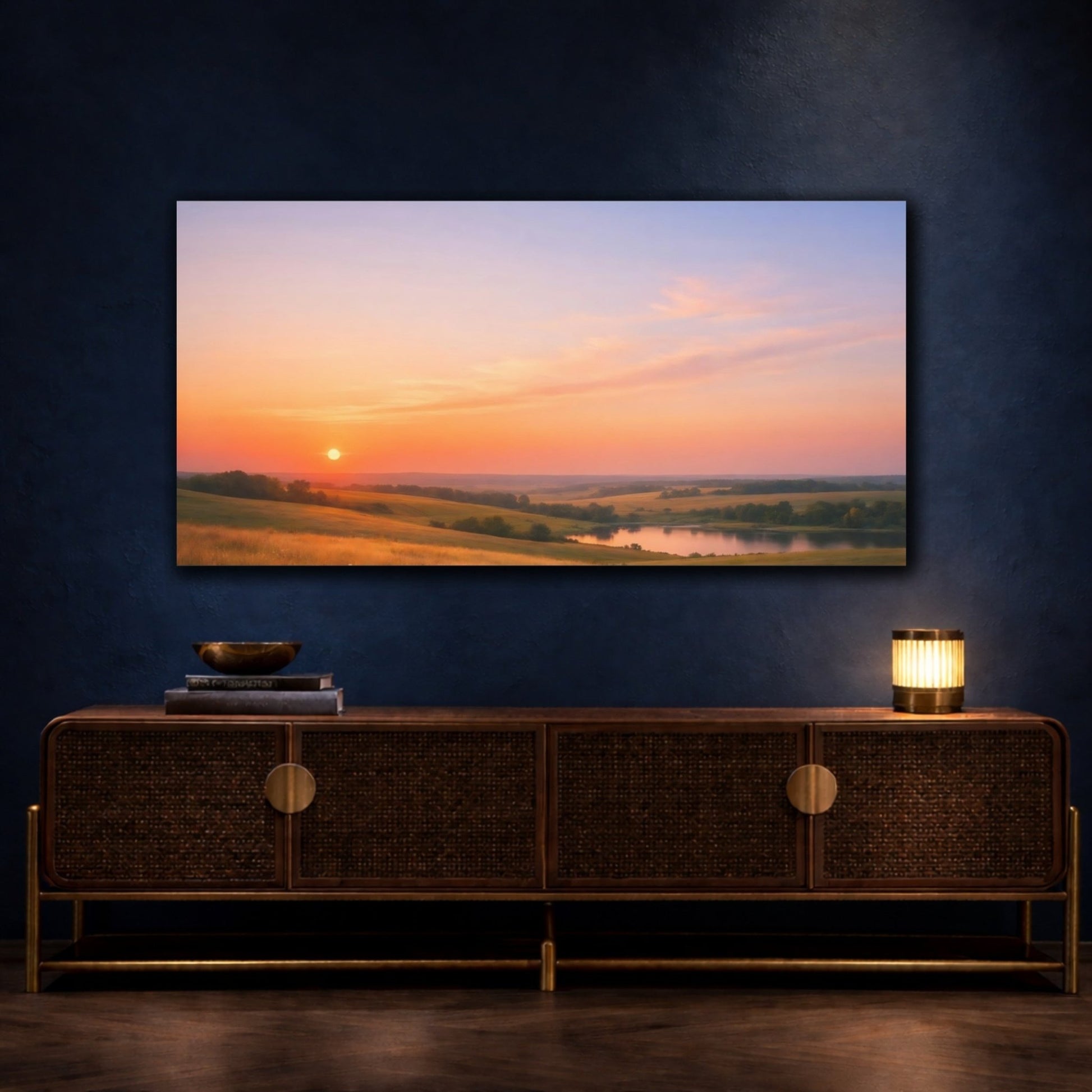 Nature Sunset Landscape Golden - Canvas Wall Art Print - YesArtYes