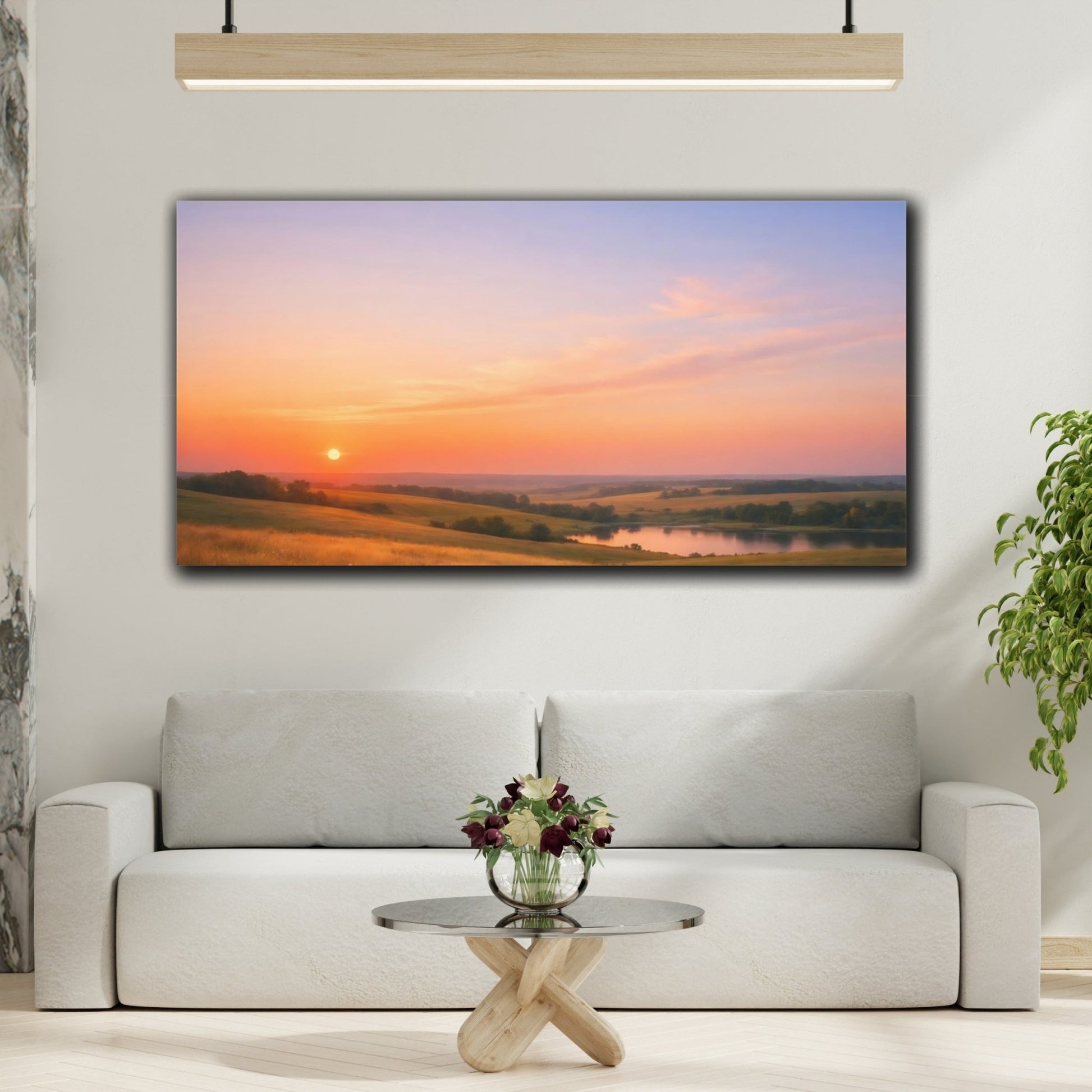 Nature Sunset Landscape Golden - Canvas Wall Art Print - YesArtYes