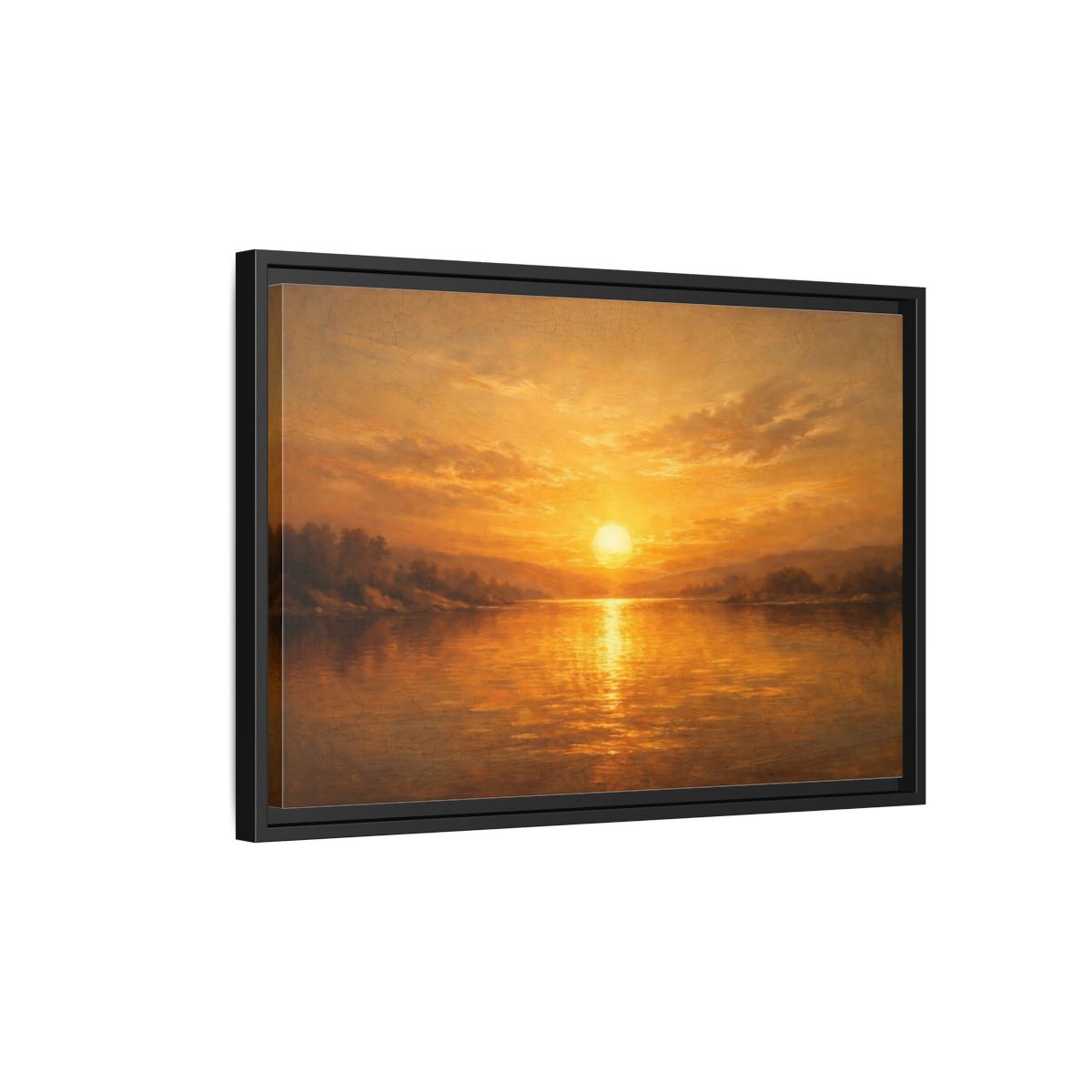 Side Mockup 3. Nature Sunset Landscape Golden Sunset Landscape shown as stretched canvas wall art