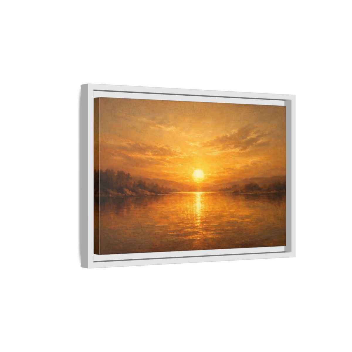 Side Mockup 4. Nature Sunset Landscape Golden Sunset Landscape shown as stretched canvas wall art