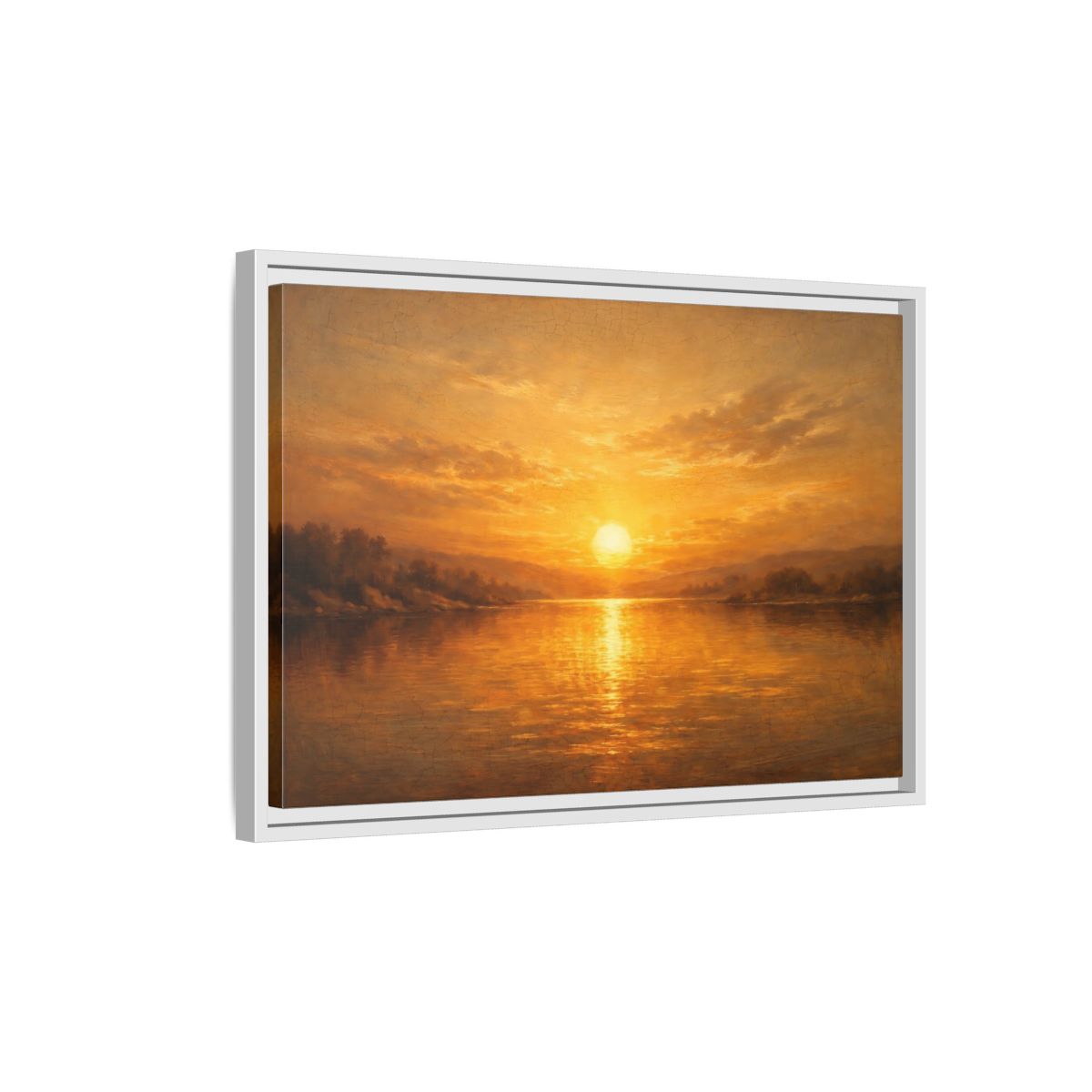 Side Mockup 1. Nature Sunset Landscape Golden Sunset Landscape shown as stretched canvas wall art