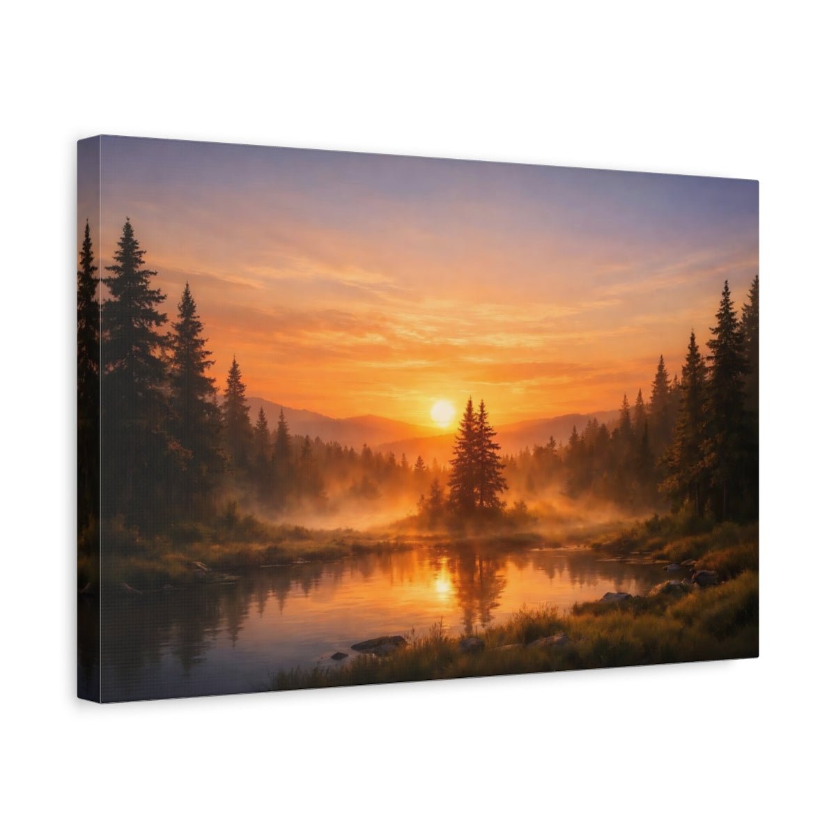 Nature Sunset Landscape Orange - Canvas Wall Art Print - YesArtYes