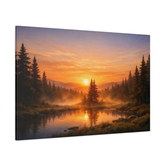 Nature Sunset Landscape Orange - Canvas Wall Art Print - YesArtYes