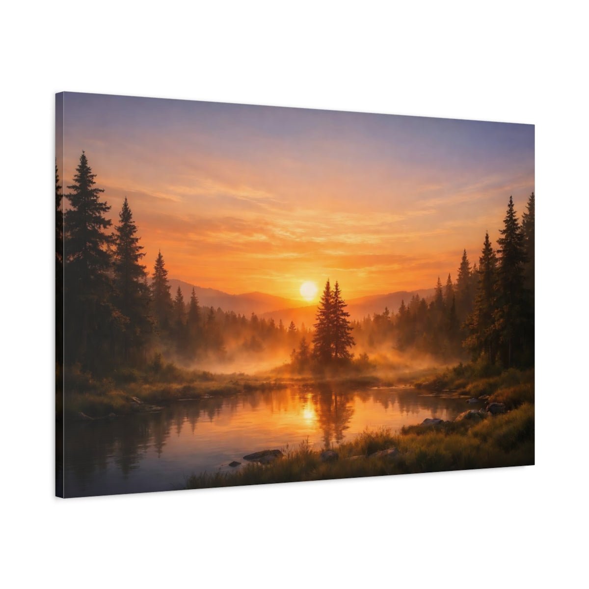 Nature Sunset Landscape Orange - Canvas Wall Art Print - YesArtYes