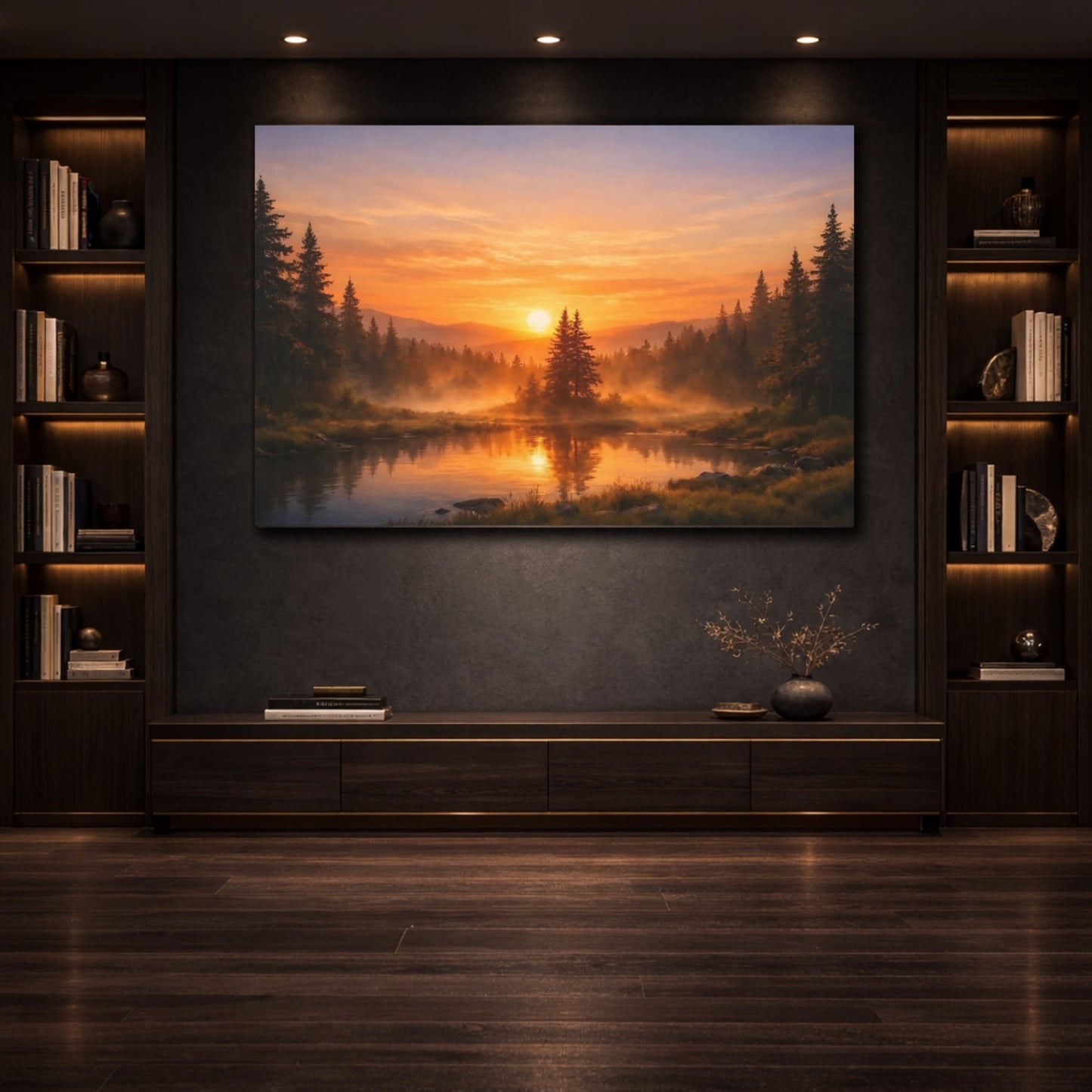 Nature Sunset Landscape Orange - Canvas Wall Art Print - YesArtYes