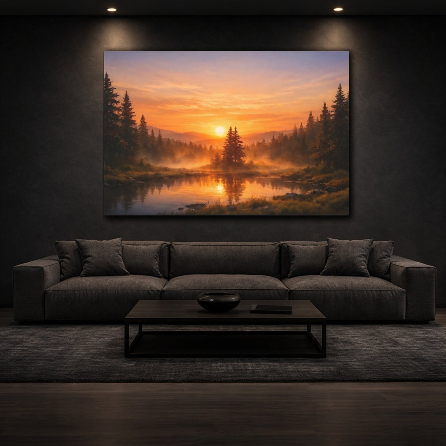 Nature Sunset Landscape Orange - Canvas Wall Art Print - YesArtYes