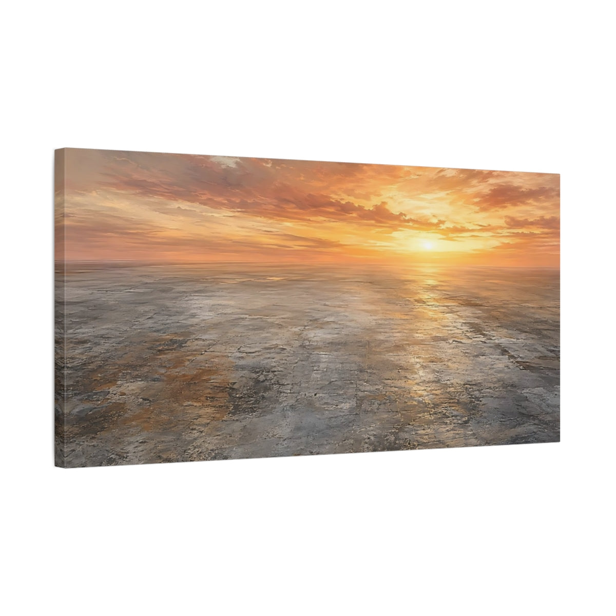 Side Mockup 1. Nature Sunset Landscape Orange Sunset Landscape shown as stretched canvas wall art