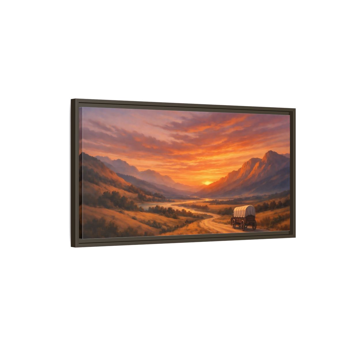 Main Mockup. Nature Sunset Landscape Orange Sunset Landscape shown as stretched canvas wall art