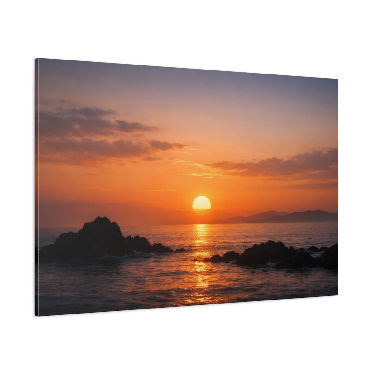 Nature Sunset Ocean shown as stretched canvas wall art
