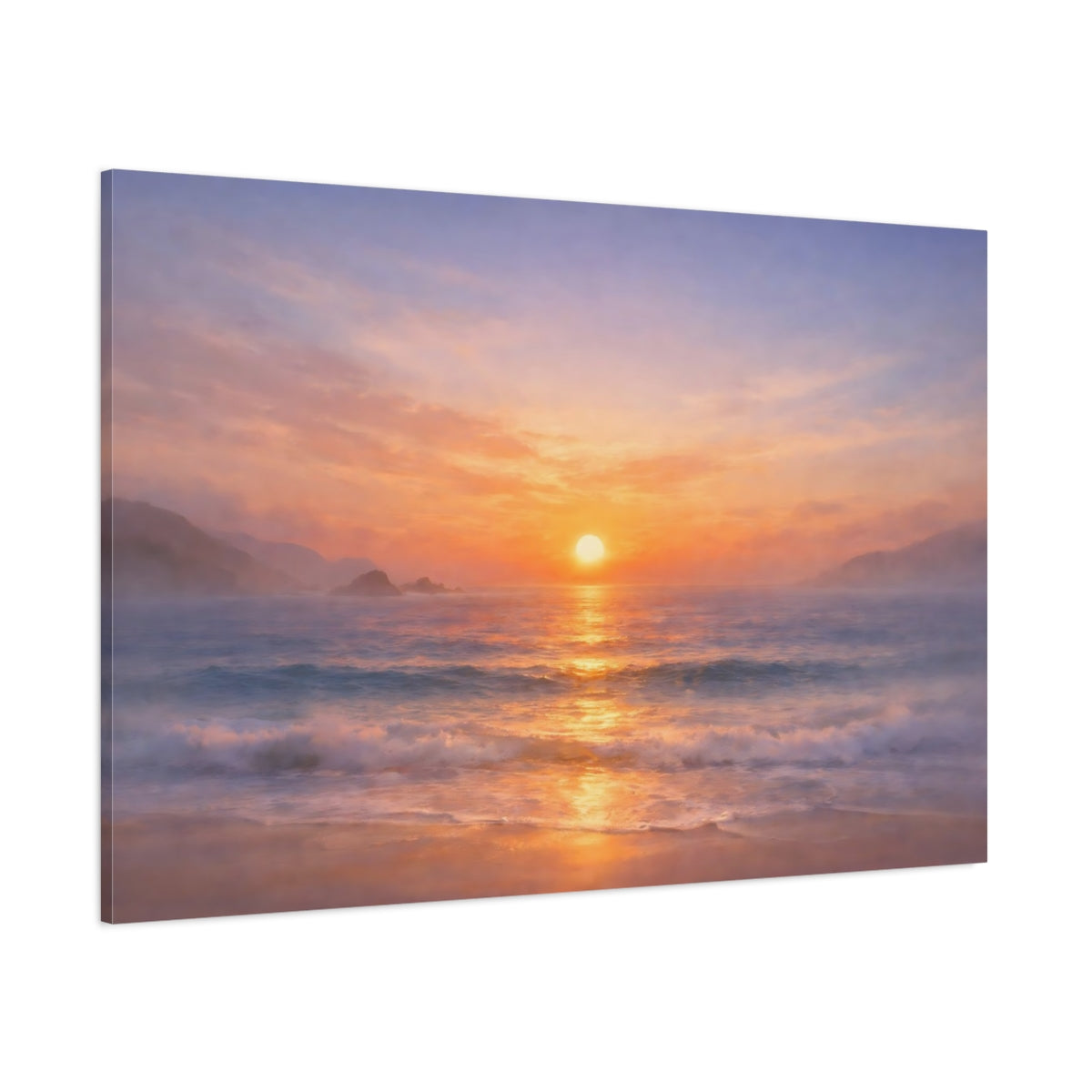 Nature Sunset Ocean shown as stretched canvas wall art