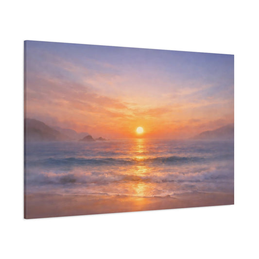 Nature Sunset Ocean shown as stretched canvas wall art