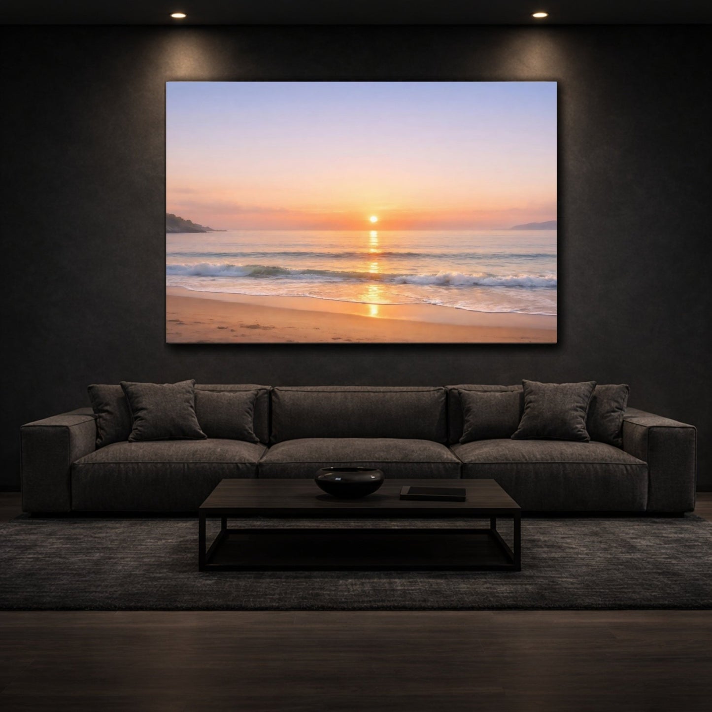 Nature Sunset Ocean Orange Blue - Canvas Wall Art Print - YesArtYes