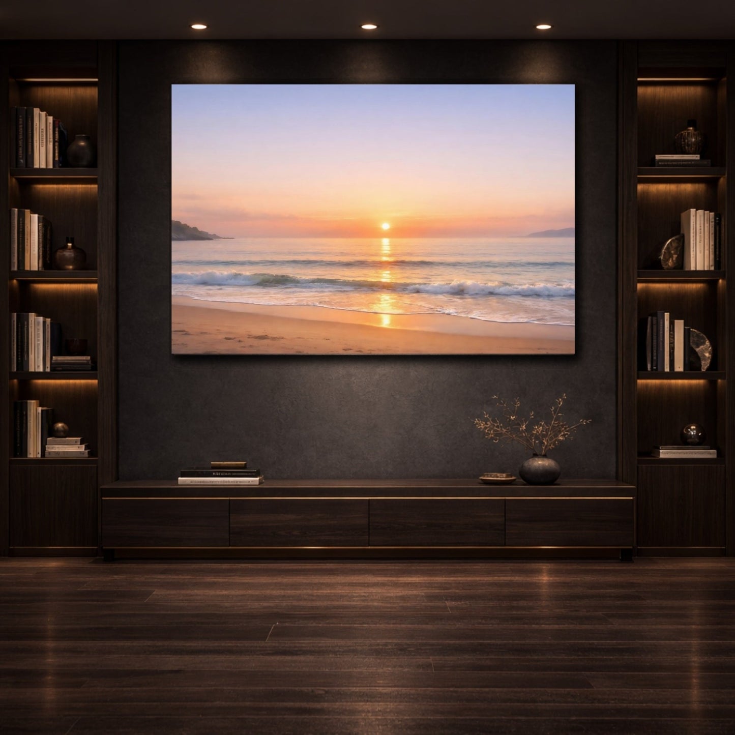 Nature Sunset Ocean Orange Blue - Canvas Wall Art Print - YesArtYes