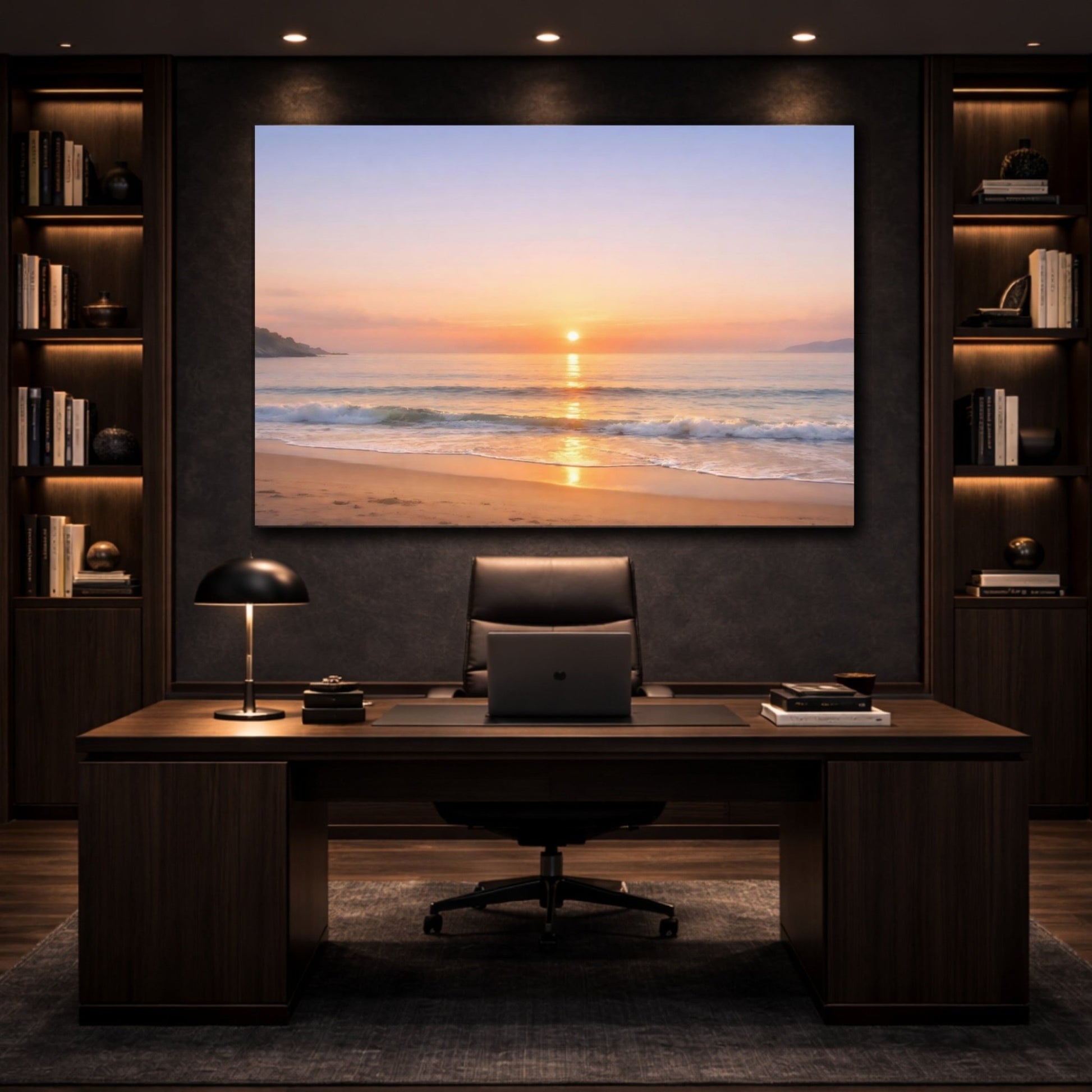 Nature Sunset Ocean Orange Blue - Canvas Wall Art Print - YesArtYes