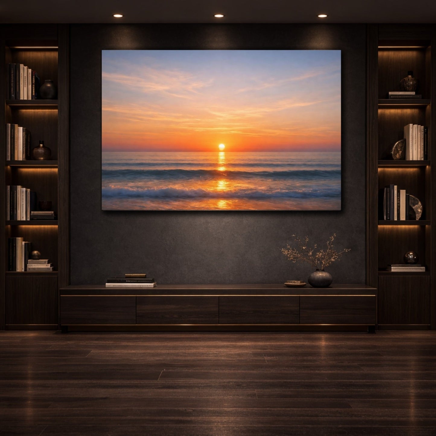 Nature Sunset Orange And Blue - Canvas Wall Art Print - YesArtYes