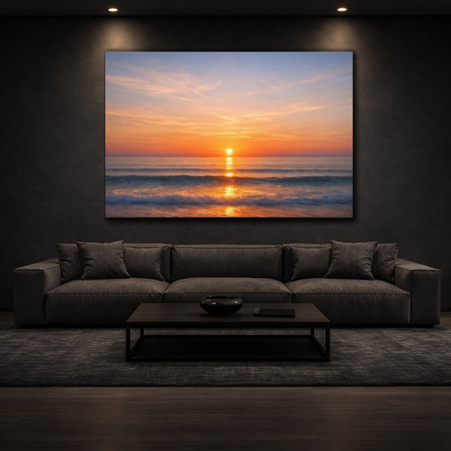 Nature Sunset Orange And Blue - Canvas Wall Art Print - YesArtYes