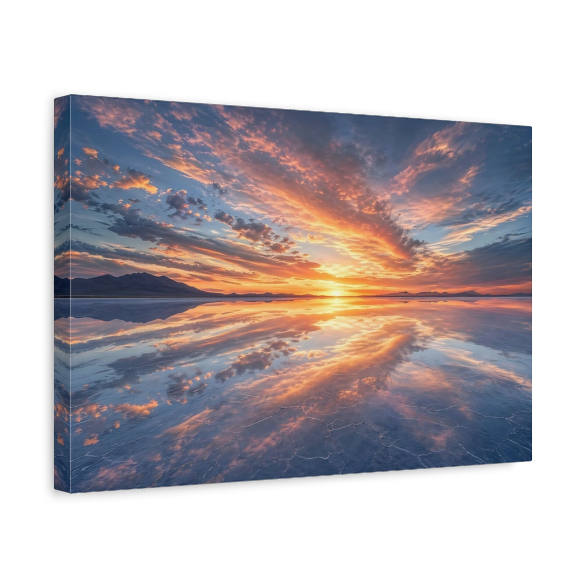 Side Mockup 4. Nature Sunset Orange And Blue shown as stretched canvas wall art