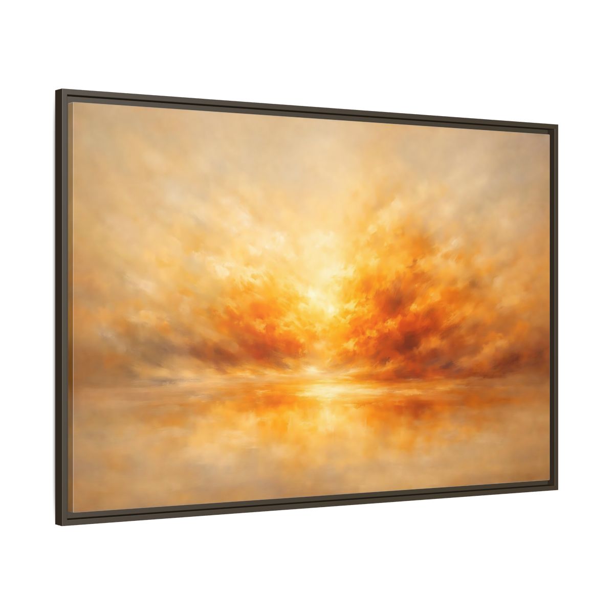 Main Mockup. Nature Sunset Orange And Gold shown as stretched canvas wall art