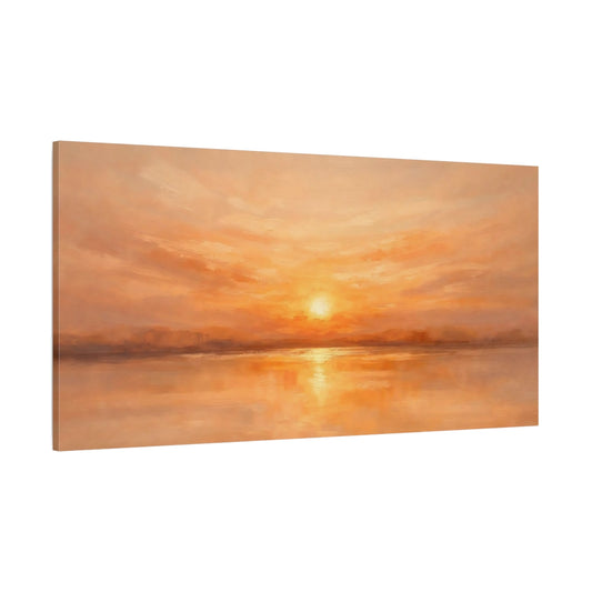 Main Mockup. Nature Sunset Orange And Gold shown as stretched canvas wall art