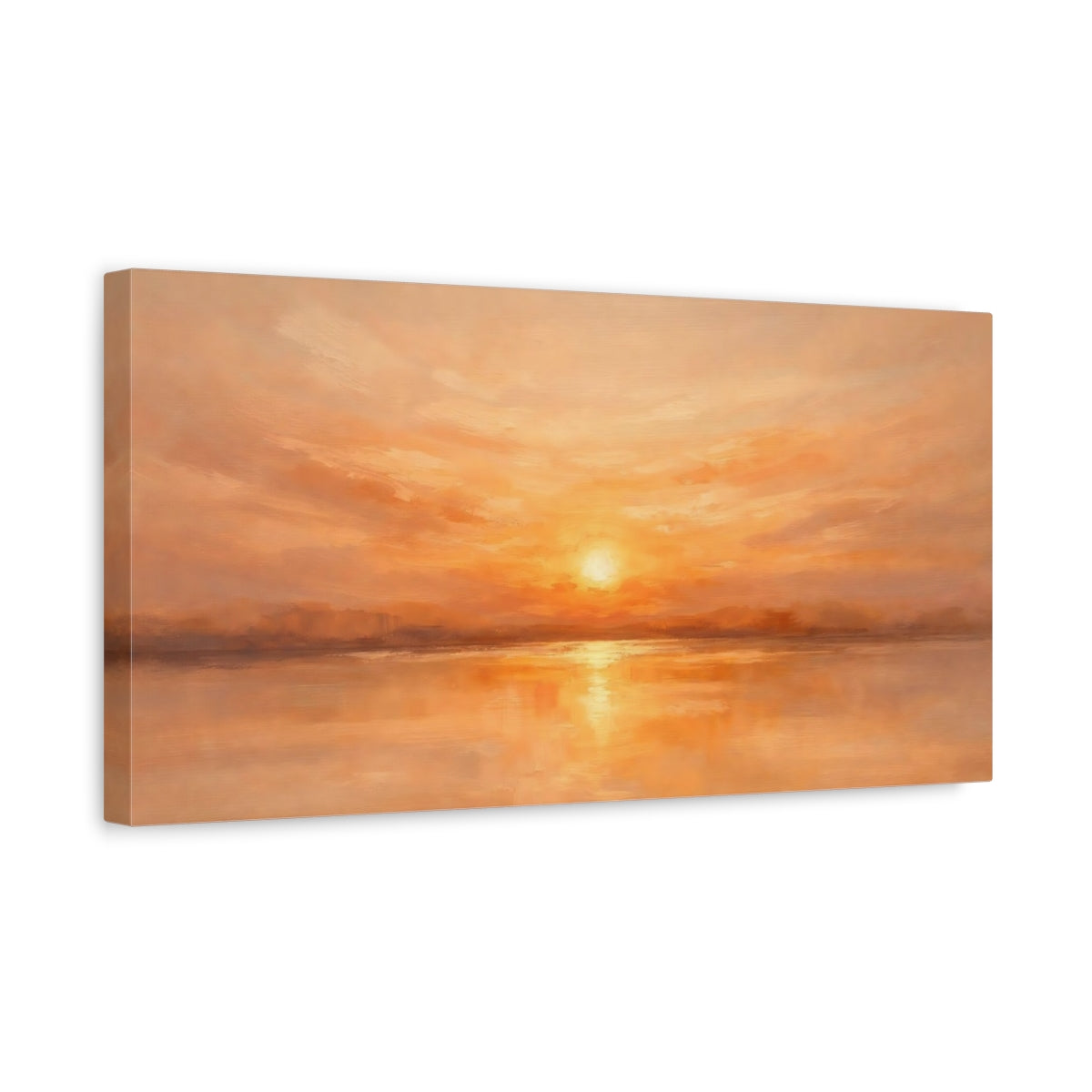 Side Mockup 3. Nature Sunset Orange And Gold shown as stretched canvas wall art