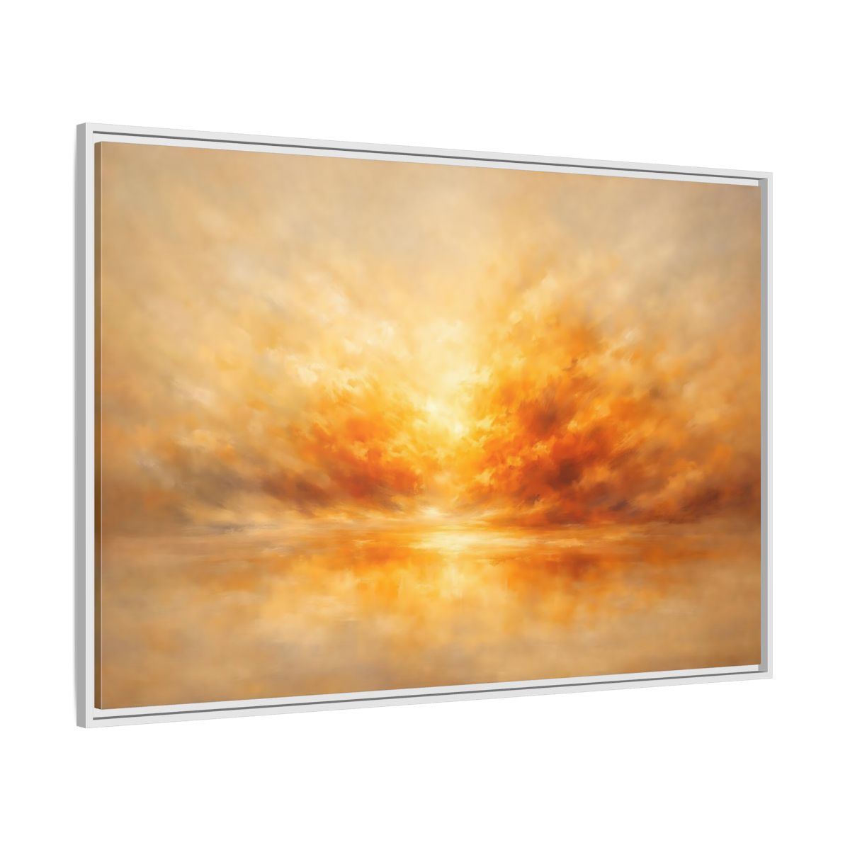 Side Mockup 7. Nature Sunset Orange And Gold shown as stretched canvas wall art