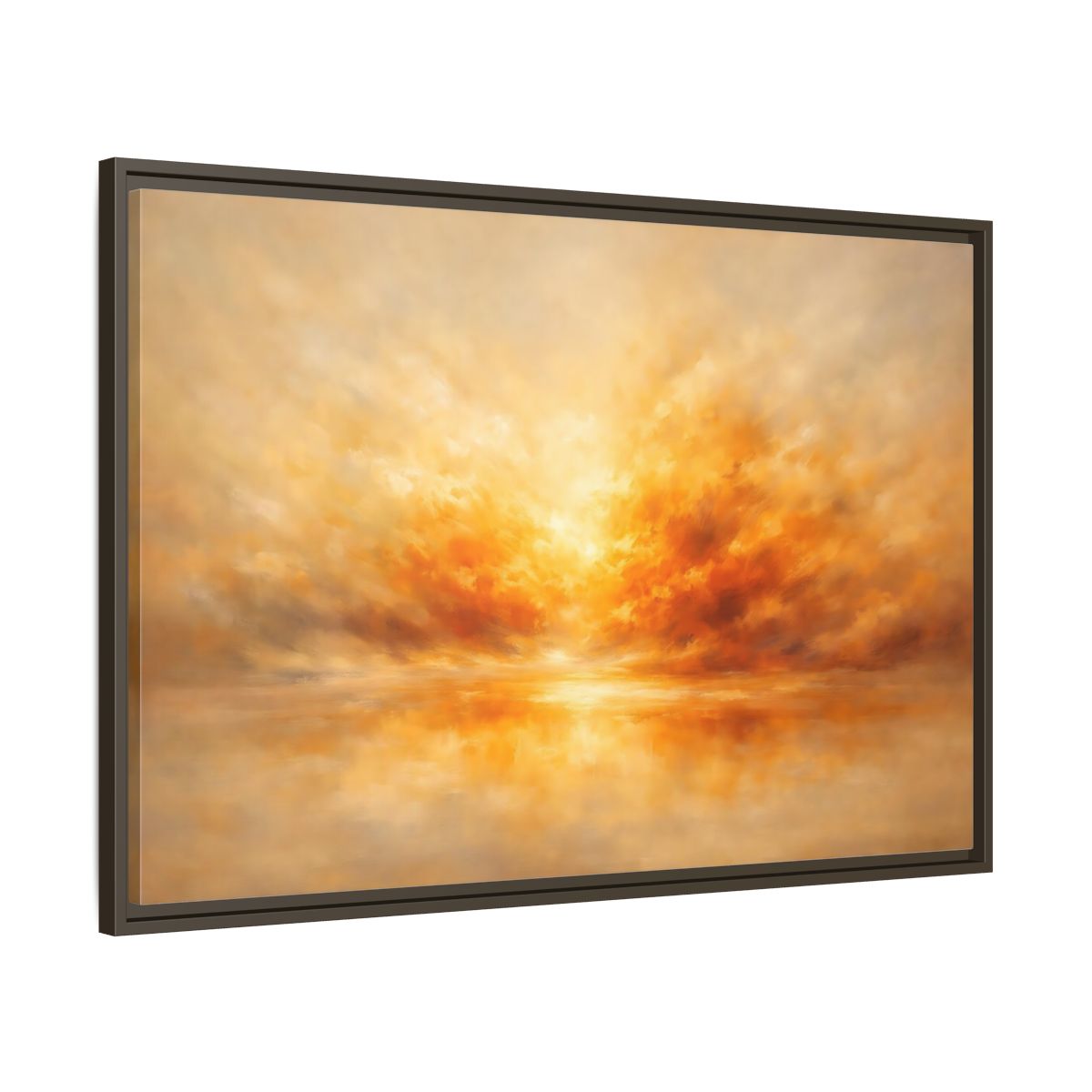 Side Mockup 9. Nature Sunset Orange And Gold shown as stretched canvas wall art