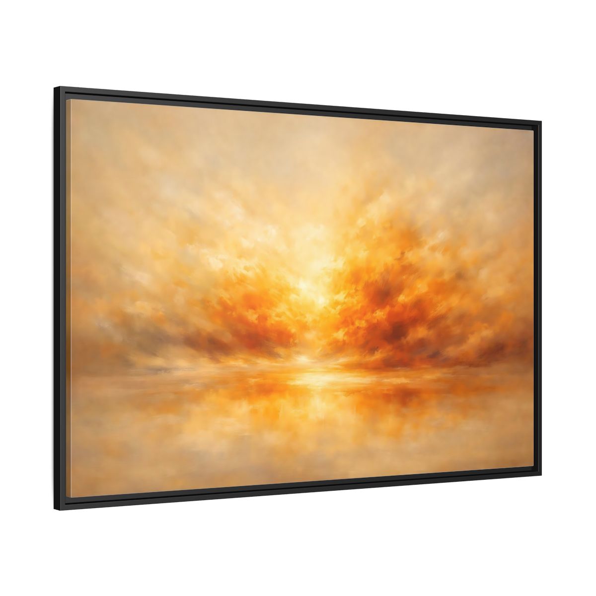 Side Mockup 12. Nature Sunset Orange And Gold shown as stretched canvas wall art