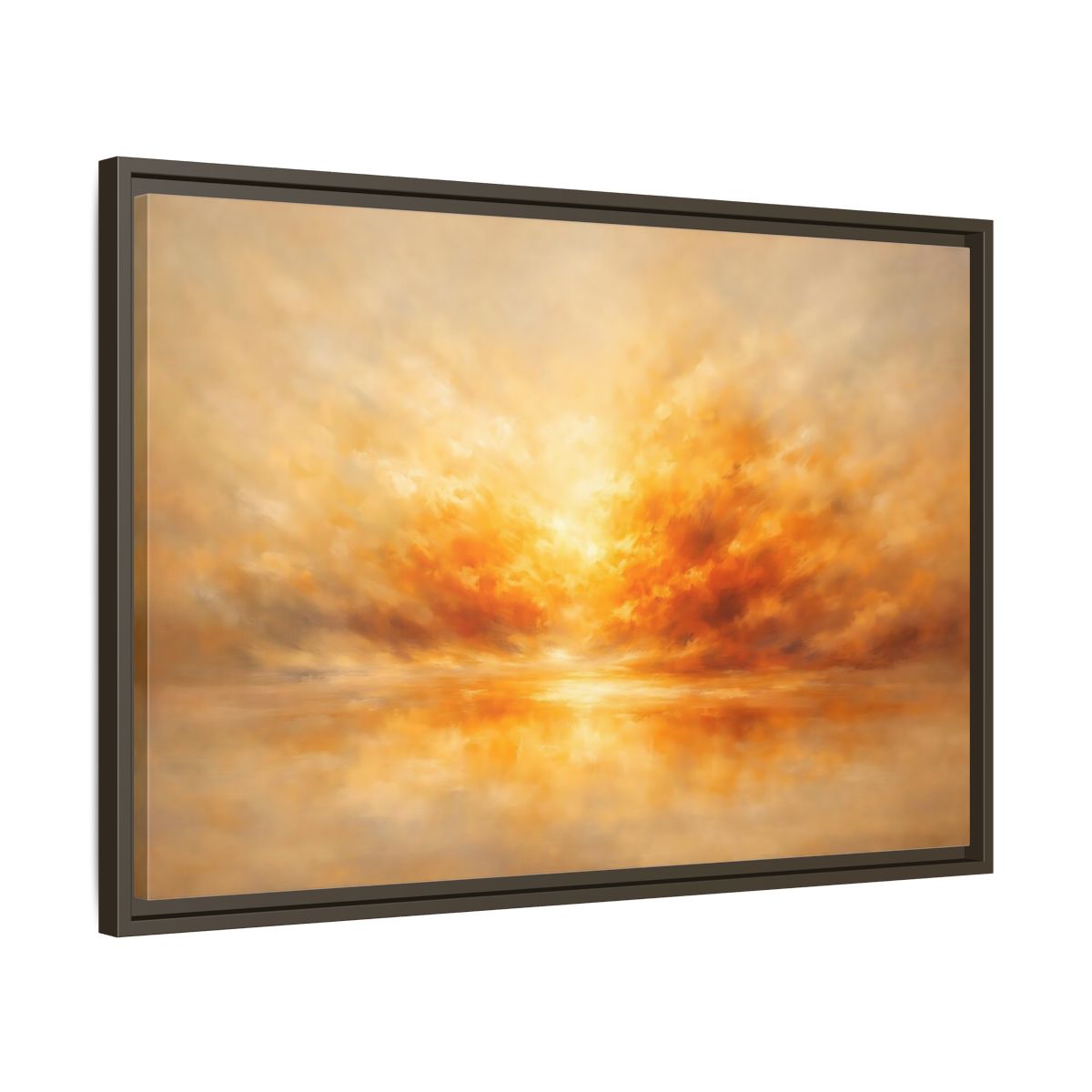 Side Mockup 11. Nature Sunset Orange And Gold shown as stretched canvas wall art