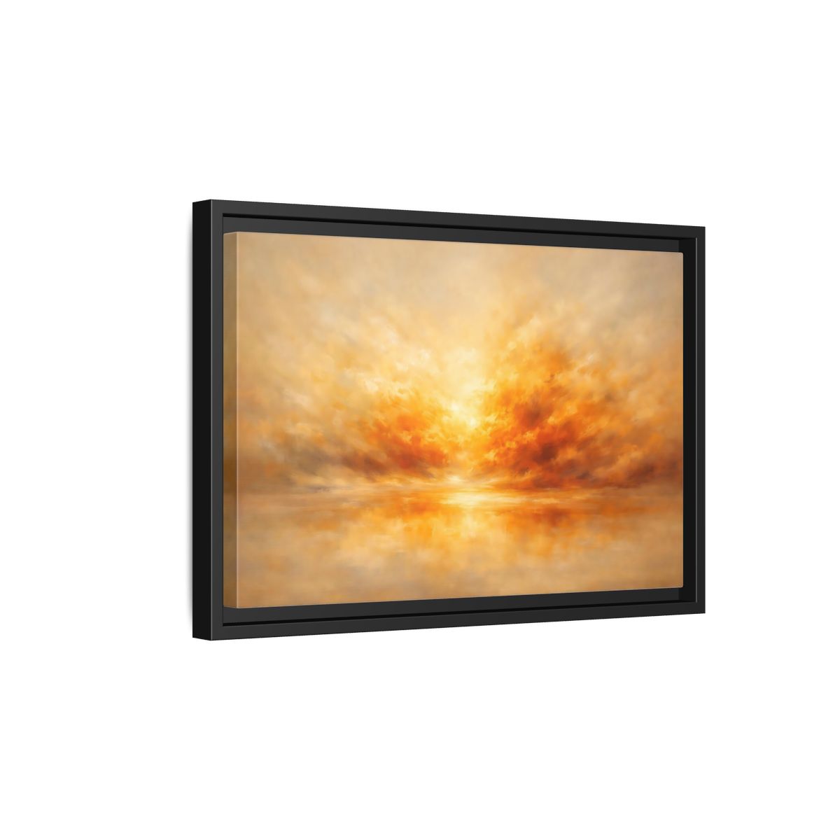 Side Mockup 6. Nature Sunset Orange And Gold shown as stretched canvas wall art