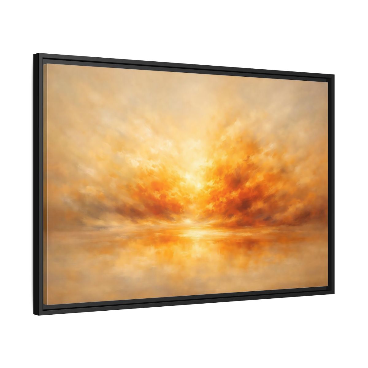 Side Mockup 13. Nature Sunset Orange And Gold shown as stretched canvas wall art