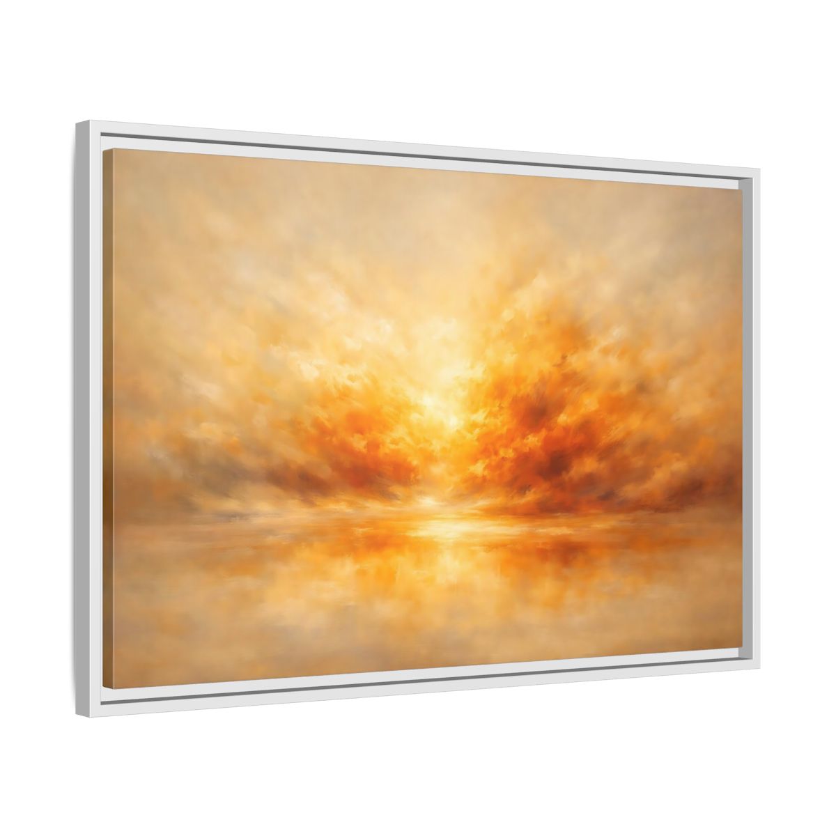 Side Mockup 10. Nature Sunset Orange And Gold shown as stretched canvas wall art