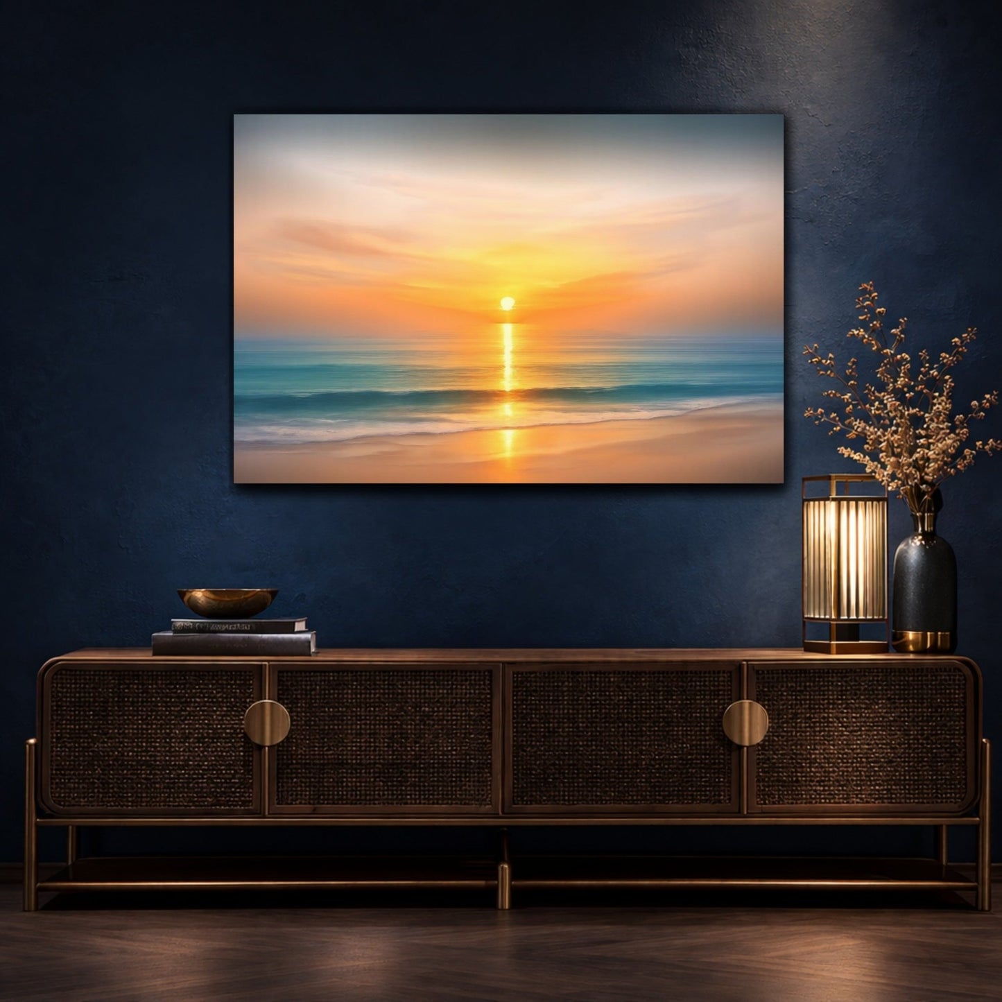 Nature Sunset Orange Blue - Canvas Wall Art Print - YesArtYes