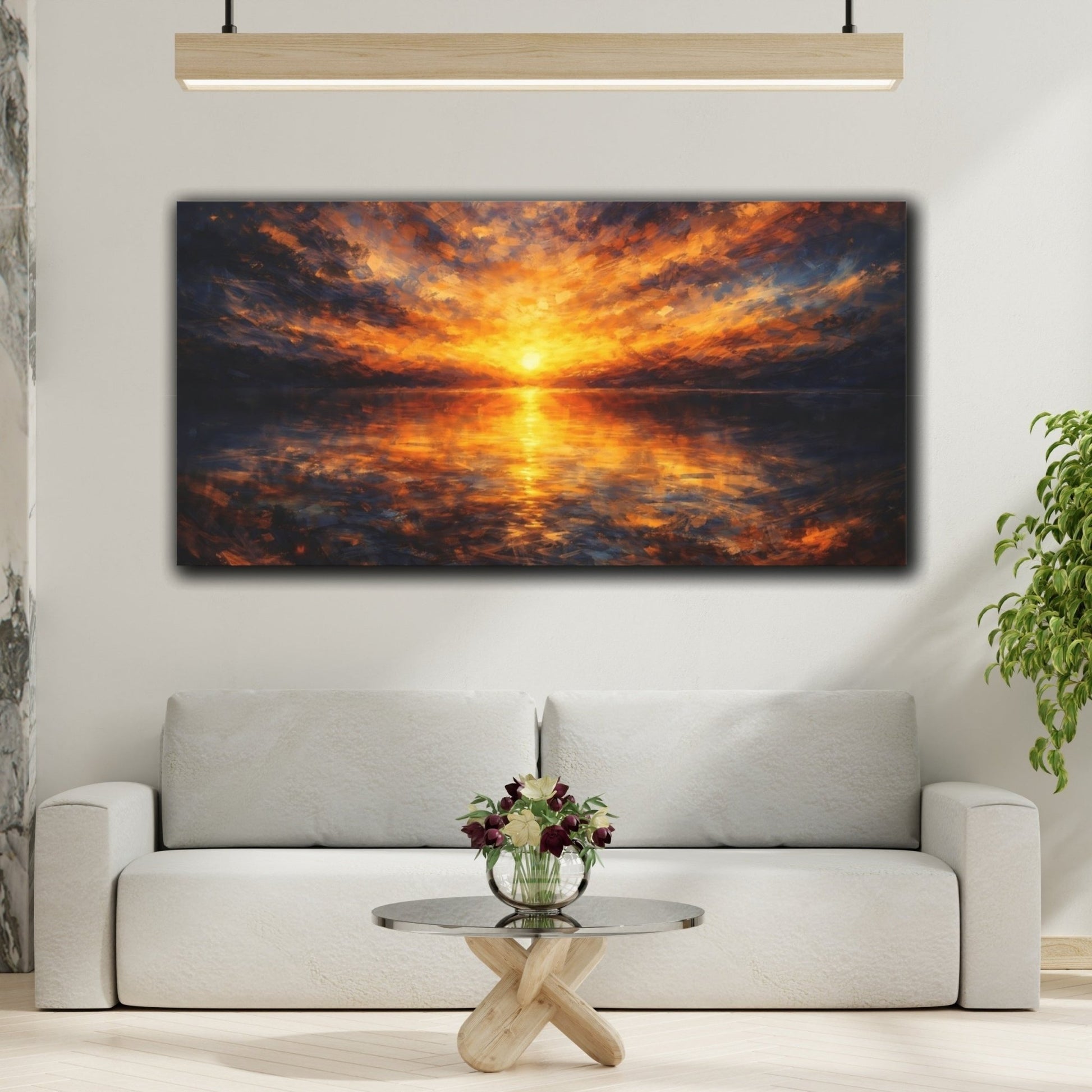 Nature Sunset Orange Blue - Canvas Wall Art Print - YesArtYes