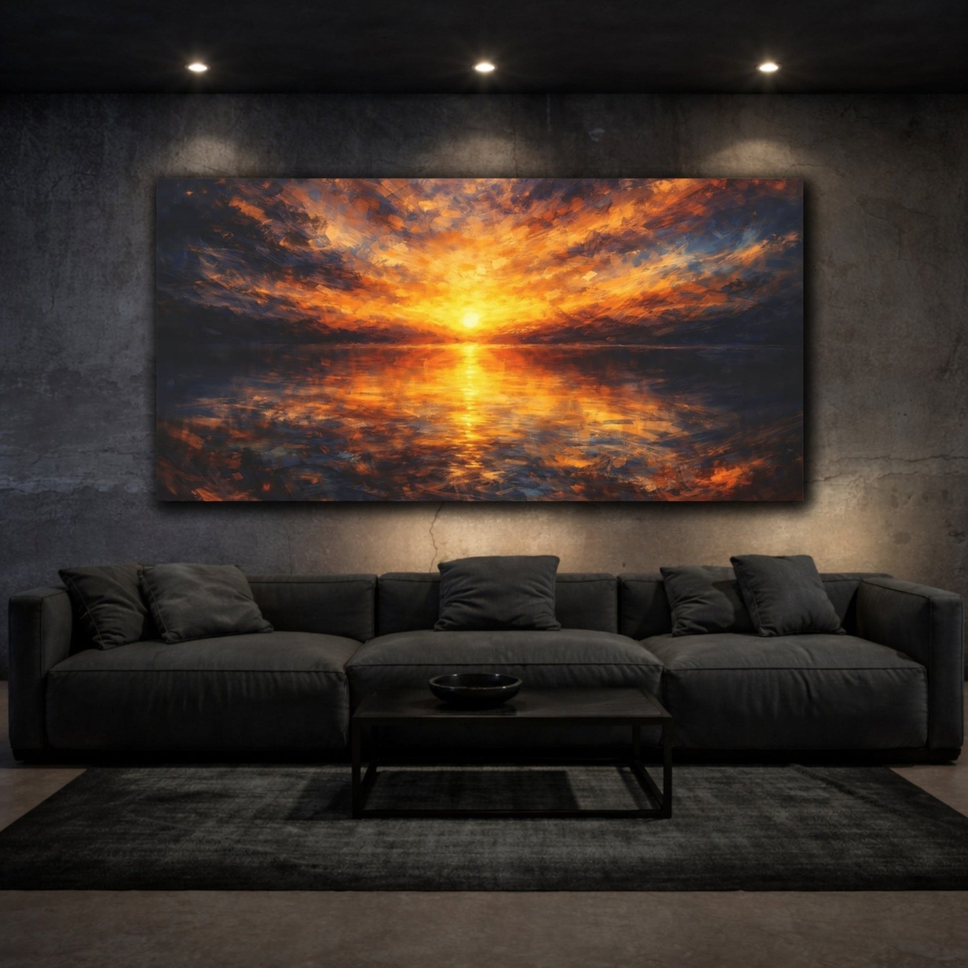 Nature Sunset Orange Blue - Canvas Wall Art Print - YesArtYes