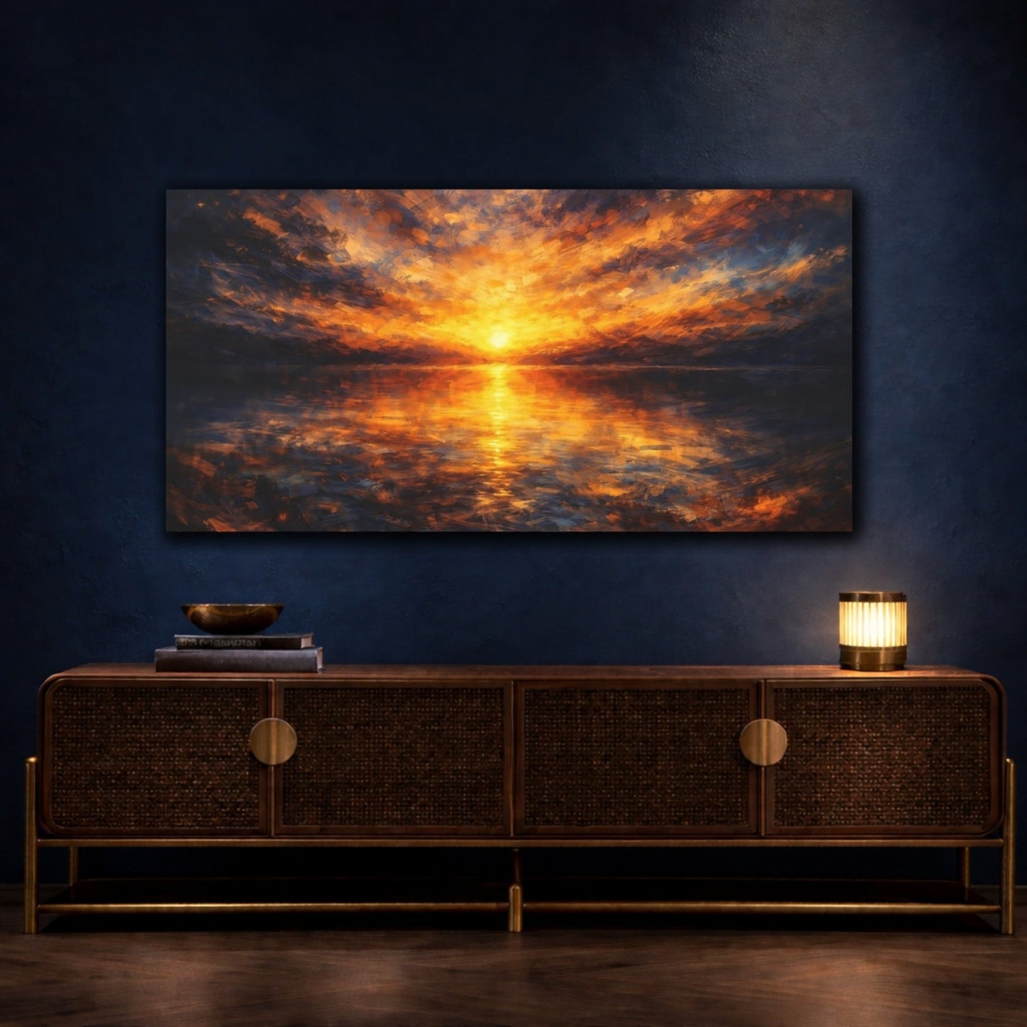 Nature Sunset Orange Blue - Canvas Wall Art Print - YesArtYes